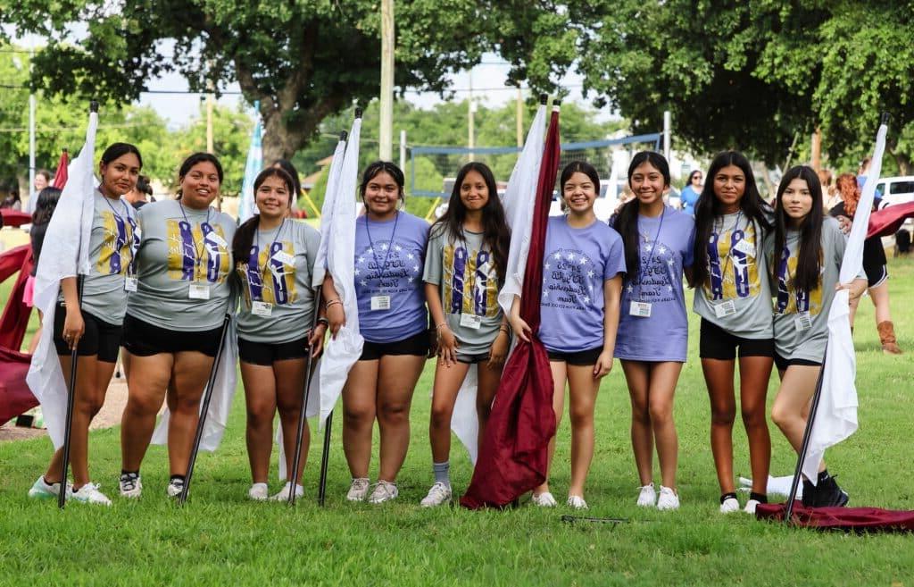 Members of the color guard pose for a photo.